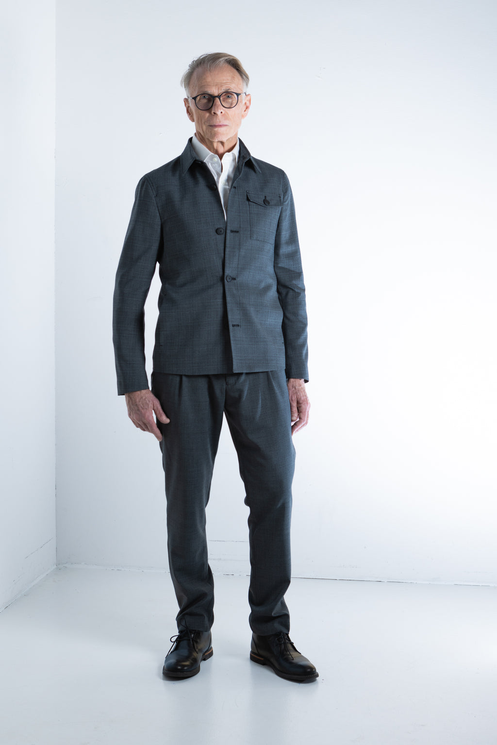 Stone wool check jacket